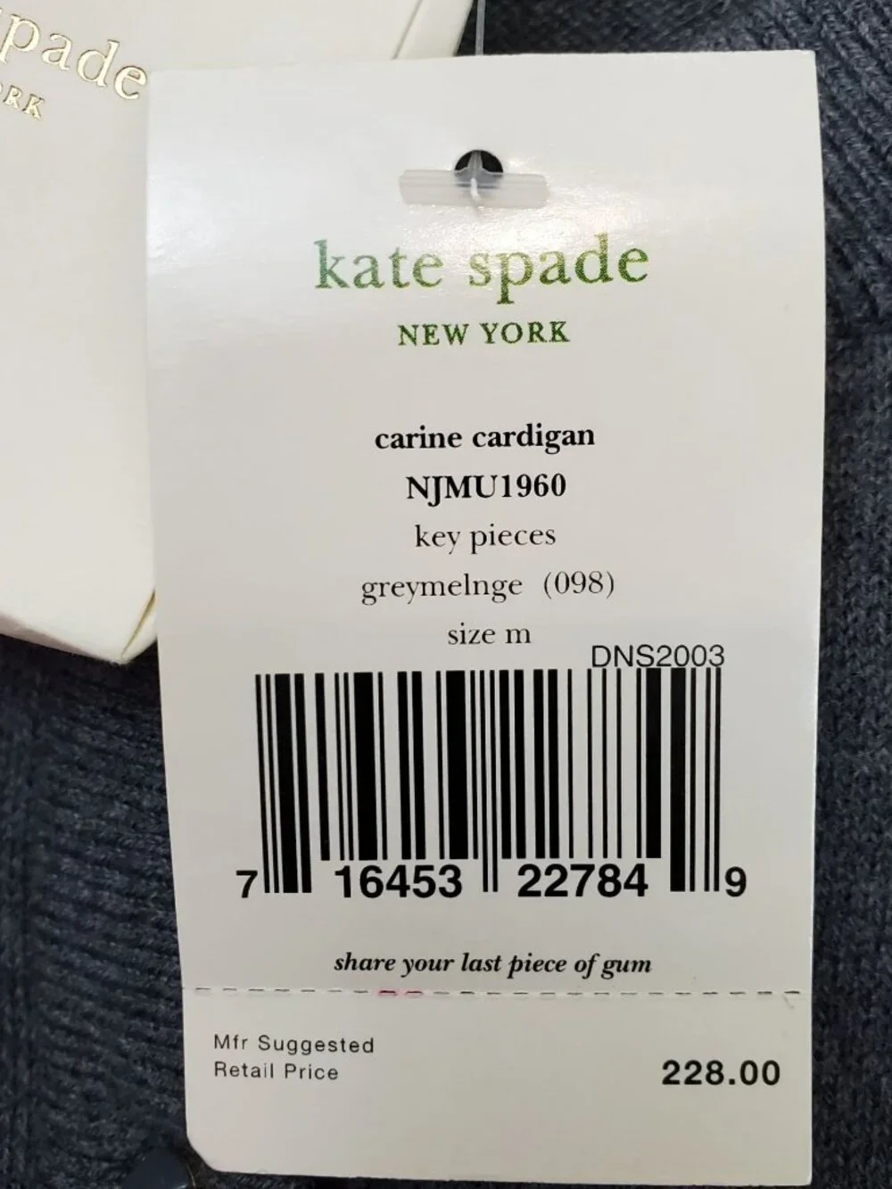 Kate Spade Carine gray wool cashmere blend button front cardigan